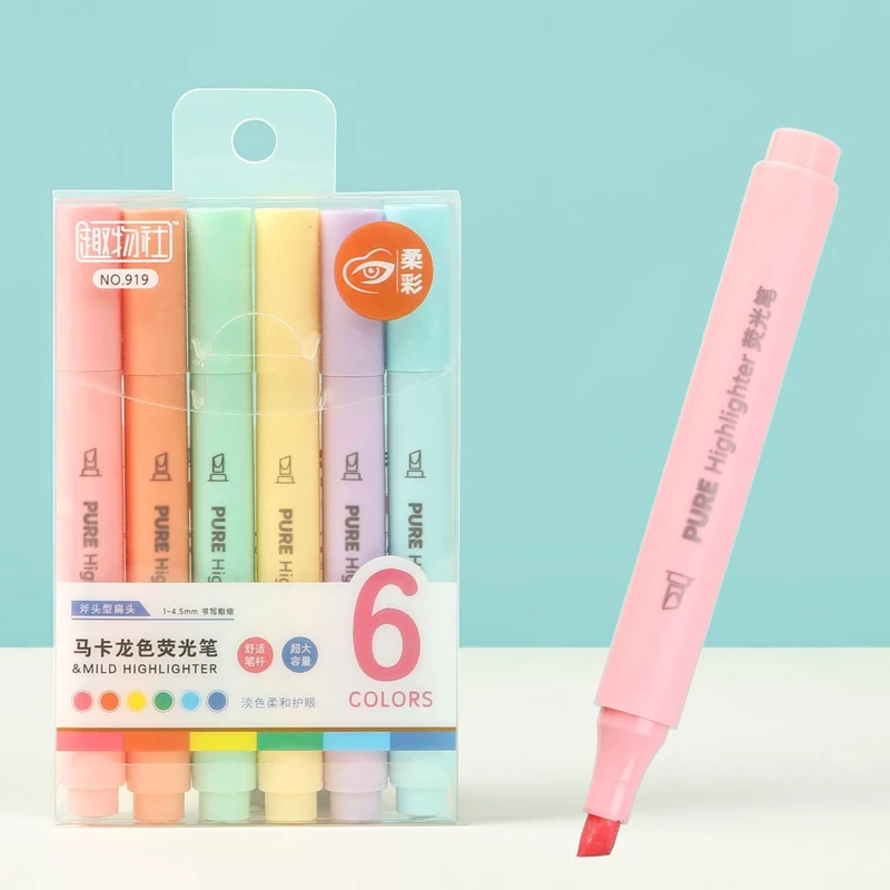 6 шт./компл., пастельные цвета – обзор и цена Pastel Highlighter Set Double Ended