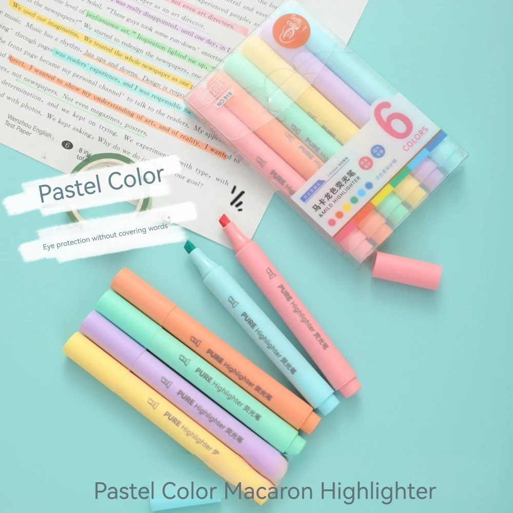 6 шт./компл., пастельные цвета – обзор и цена Pastel Highlighter Set Double Ended