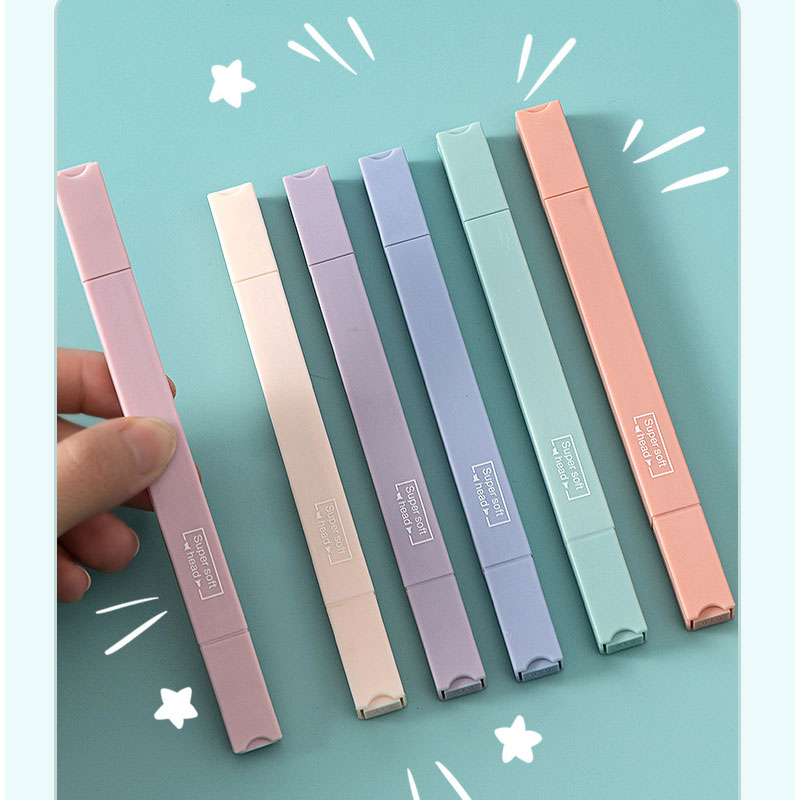 6 шт. набор двусторонних ручек – обзор и цена Pastel Highlighter Set Double Ended